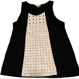 Charming Charlie Women's Leather Sleeveless Scoop Neck Top White‎ Black Small